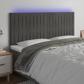 Κεφαλάρι Κρεβατιού LED Σκούρο Γκρι 160x5x118/128 εκ. Βελούδινο 3122717