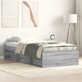 vidaXL Πλαίσιο Κρεβατιού Γκρι Sonoma 75 x 190 εκ. Small Single