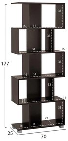 ΒΙΒΛΙΟΘΗΚΗ ΜΕΛΑΜΙΝΗΣ EZIR HM2385.01 ΒΕΓΓΕ 70x25x177Υ εκ.