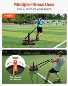 VEVOR Weight Power Pull Push Sled Workout Fitness Training Sled Orange Black