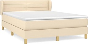 vidaXL Κρεβάτι Boxspring με Στρώμα Κρεμ 140x200 εκ. Υφασμάτινο