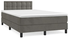 vidaXL Κρεβάτι Boxspring με Στρώμα & LED Σκ.Γκρι 120x190εκ. Βελούδινο