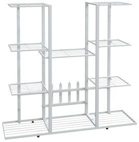 vidaXL Βάση Λουλουδιών Λευκή 94,5 x 25 x 89 εκ. Σιδερένια