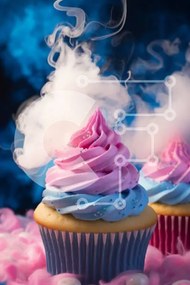 Intra Συλλεκτικό Ξύλινο Παζλ Plywood  4mm - Πολύχρωμα Cupcakes με ροζ και μπλε γλάσο Σε Ξύλινο Κουτί - Διαστάσεις: 10x10 cm – 25 κομμάτια