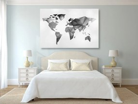 Εικόνα του παγκόσμιου χάρτη σε στυλ origami σε ασπρόμαυρο σχέδιο - 60x40