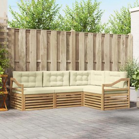 vidaXL Σειρά Καναπέ Εξωτερικού 4 pcs Λευκό και Κρεμ