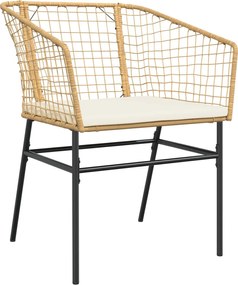 vidaXL Καρέκλες Κήπου 2 τεμ. Καφέ Συνθ. Ρατάν + Μαξιλάρια