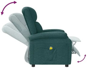 vidaXL Πολυθρόνα Μπερζέρα Μασάζ Σκούρο Πράσινο Υφασμάτινη