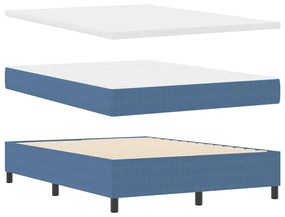 vidaXL Κρεβάτι με ελατήρια Μπλέ, Λευκό 203 x 140 x 60 εκ Βελούδο
