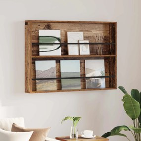 vidaXL Ράφι Περιοδικών Παλιό ξύλο 100 x 12 x 70 εκ Επεξεργασμένο ξύλο