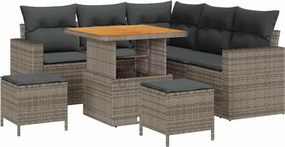 vidaXL Σετ Καναπέ Κήπου 8 pcs Γκρι συνθετικό ρατάν