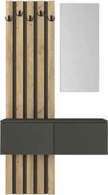Έπιπλο εισόδου Kanso Megapap χρώμα ανθρακί - sepet oak 100x35x196,7εκ.