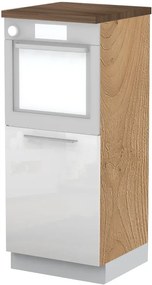 Επιδαπέδιο ντουλάπι φούρνου ψηλό Raval K14-60-1KR-Καρυδί - Λευκό γυαλιστερό - 60.00Χ60.00Χ148.00cm