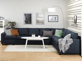 Γωνιακός Καναπές Scandinavian Choice C158, Μαύρο, Σκούρο μπλε, 345x285x86cm, Πόδια: Πλαστική ύλη | Epipla1.gr
