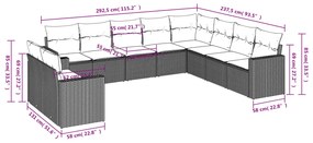 vidaXL Σαλόνι Κήπου 10 Τεμαχίων Καφέ από Συνθετικό Ρατάν με Μαξιλάρια