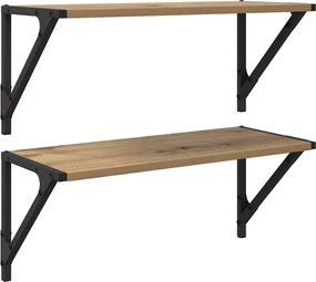 vidaXL Ράφια Τοίχου με ράφι 2 pcs Artisan Oak 60 x 25 x 25,5 cm