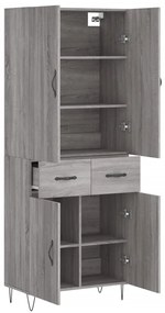 vidaXL Ντουλάπι Γκρι Sonoma 69,5 x 34 x 180 εκ. Επεξεργασμένο Ξύλο