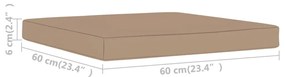 vidaXL Μαξιλάρα Δαπέδου / Παλέτας Taupe 60 x 61,5 x 6 εκ. Υφασμάτινη