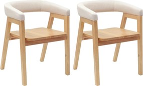 vidaXL Καρέκλες φαγητού 2 pcs Φυσικό 54 x 57 x 73 εκ
