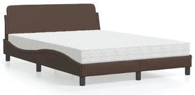 vidaXL Κρεβάτι με Στρώμα Καφέ 140x200εκ. από Συνθετικό Δέρμα