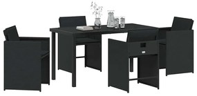 vidaXL Σέτ φαγητού για κήπο με μαξιλάρι 5 pcs Μαύρο συνθετικό ρατάν
