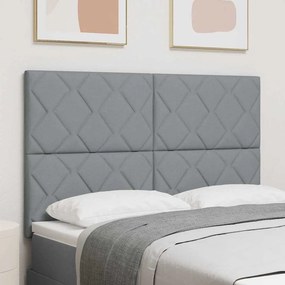 vidaXL LED κεφαλάρι Ανοιχτό γκρι 144 cm ύφασμα