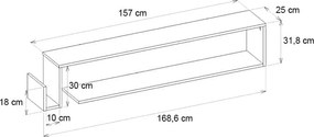 Έπιπλο τηλεόρασης επιτοίχιο Regnar rebab 168x25x31εκ