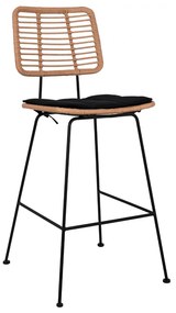 Σκαμπό Μπαρ ALLEGRA C5455 Μεταλλικό με Μπέζ Wicker & Μαξιλάρι 46,5x55x117,5Υ εκ. 46.5x55x117.5 εκ.