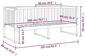 Καναπές Κρεβάτι Καφέ Μελί 80 x 200 εκ. από Μασίφ Ξύλο Πεύκου - Καφέ