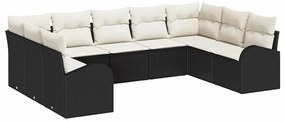 vidaXL Σετ Καναπέ με μαξιλάρι 9 pcs Μαύρο Πολυ Ρατάν