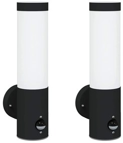 vidaXL Εξωτερικά Φωτιστικά Τοίχου 2 pcs Μαύρο 12 x 7.5 x 29 εκ