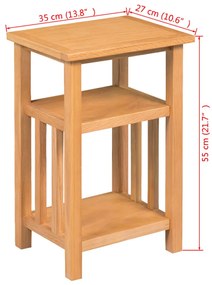 vidaXL Τραπέζι Βοηθητικό με Ράφι 27 x 35 x 55 εκ. Μασίφ Ξύλο Δρυός