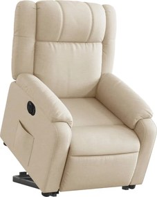 vidaXL Πολυθρόνα Ηλεκ. Ανακλινόμενη με Ανύψωση Κρεμ Υφασμάτινη