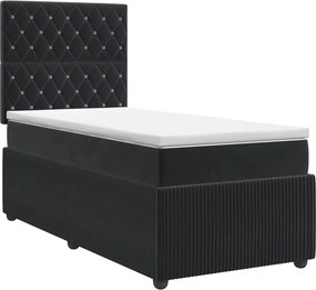 vidaXL Κρεβάτι box spring με στρώμα Μαύρο 90 x 190 cm Βελούδο