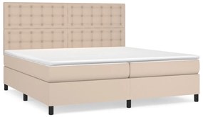 vidaXL Κρεβάτι Boxspring με Στρώμα Καπουτσίνο 200x200εκ.από Συνθ.Δέρμα