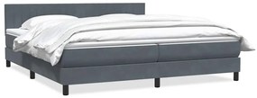 Box Spring Κρεβάτι με στρώμα Σκούρο γκρι 180x220 εκ. Βελούδινο - Γκρι