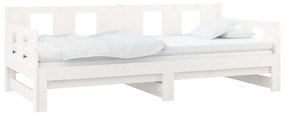 Καναπές Κρεβάτι Συρόμενος Λευκός 2x(80x200) εκ. από Μασίφ Πεύκο - Λευκό