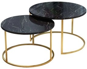 Ζιγκόν Solme (Σετ 2Τμχ) 321-000072 75x75x45/60x60x40cm Marble Effect Black-Gold