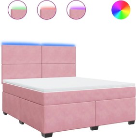 vidaXL Κρεβάτι Boxspring με Στρώμα Ροζ 180x200 εκ. Βελούδινο