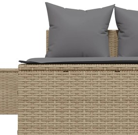 vidaXL Ξαπλώστρα Διπλή Μπεζ από Συνθετικό Ρατάν με Μαξιλάρια