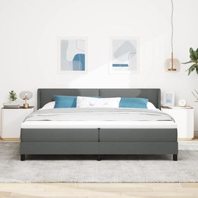 vidaXL Κρεβάτι Box Spring Σκούρο Γκρι με Στρώμα, 200x200 εκ, Ύφασμα