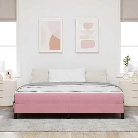 vidaXL Κρεβάτι box spring με στρώμα Ροζ 180 x 220 εκ. Βελούδο