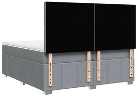 Κρεβάτι Boxspring με Στρώμα Ανοιχτό Γκρι 200x200 εκ. Υφασμάτινο - Γκρι