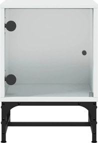 vidaXL Κομοδίνο Λευκό 35x37x50 εκ. με Γυάλινη Πόρτα