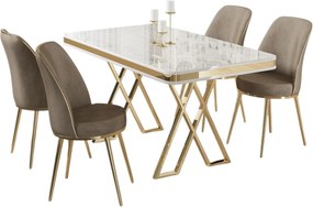 Dining Table &amp; Chairs Set (5 Pieces) Vals - White, Gold, Cappuccino White
Gold
Cappucino