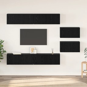 vidaXL Σετ επίπλου τηλεόρασης 6 pcs Μαύρη Οξυά 80 x 30 x 30.5 εκ Small