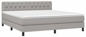 vidaXL Κρεβάτι Boxspring με Στρώμα &amp; LED Αν.Γκρι 160x200 εκ Υφασμάτινο