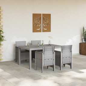 vidaXL Σετ Τραπεζαρίας 5 Τεμαχίων Ανοιχτού Γκρι Πολυ Ράταν