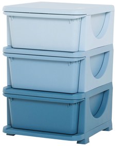 HOMCOM Κουτιά αποθήκευσης για παιδιά, 3 συρτάρια, στρογγυλεμένες άκρες, υπερυψωμένο σχέδιο, 37x37x56,5 cm, Μπλε
