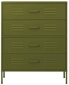 Συρταριέρα Πράσινο Λαδί 80 x 35 x 101,5 εκ. από Ατσάλι - Πράσινο